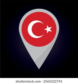Turkey Flag on Location Pin. vector illustration