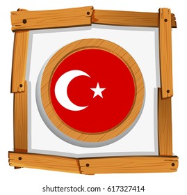 Turkey flag on round badge illustration