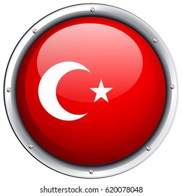 Turkey flag on round frame illustration