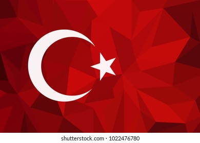 Turkey flag on textured textile background. Vector illustration.