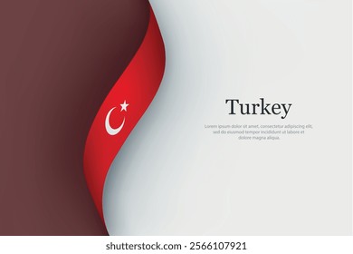 Turkey flag on Waving ribbon. Template for independence day