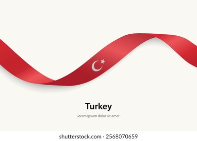 Turkey flag on Waving ribbon. Template for independence day