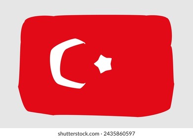 Turkey flag - painted design vector illustration. Vector brush style