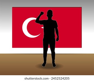 Turkey flag paper texture, single-piece element, vector design, Turkey flag taped on wall, decoration or celebration idea