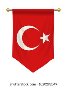 Turkey flag or pennant isolated on white