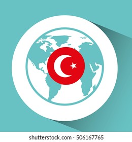 turkey flag pin map design vector illustration eps 10