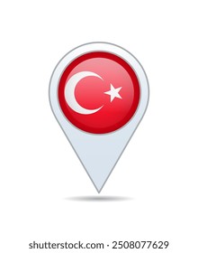 Turkey - flag pin for map. Vector illustration.