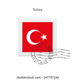 Bandeira da Turquia Carimbo no fundo branco. Ilustração vetorial.