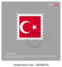 turkey Flag Postage Stamp on white background. Vector illustration.
