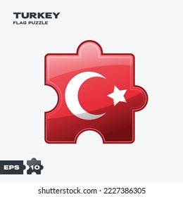 Turkey flag puzzle pieces. vector illustration isolated on a white background