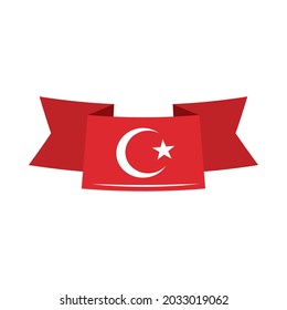turkey flag in ribbon icon isolated
