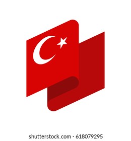 Turkey flag ribbon isolated. Turkish tape banner. National symbol of countrys public