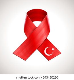 Turkey Flag Ribbon. Vector Turkish Patriotic Sign