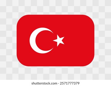 Turkey flag - rounded rectangle colorful flag representing a country cultural identity and heritage. The essence of national pride and unity. Vector flag on transparent background.