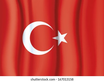 Turkey flag, satin curtain wave flag vector