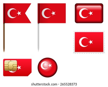 Turkey flag set on a white background.