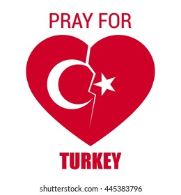 Turkey flag shape heart Pray for Turkey
