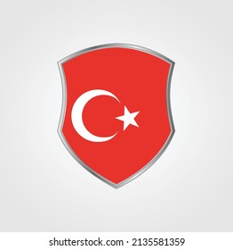 Turkey Flag with Shield Frame. National Flag