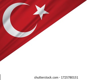 Turkey flag of silk and white background