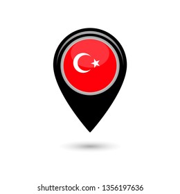 Turkey   flag. Simple vector Turkish flag. Map point. 