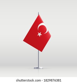 Símbolo de estado de la bandera de Turquía aislado en un cartel nacional de fondo. Tarjeta de saludo Día de la Independencia Nacional de la república de Turquía. Cartel de ilustración con bandera de estado realista.
