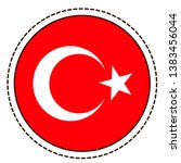 Turkey flag sticker on white background. Vintage vector seal quality badge. Template design element. National day. Travel sign.