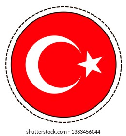 Turkey flag sticker on white background. Vintage vector seal quality badge. Template design element. National day. Travel sign.