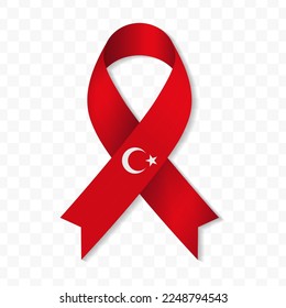 Turkey flag stripe ribbon vector illustration on a transparent background vector image (PNG).