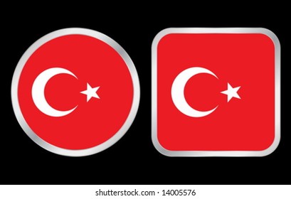 Turkey flag - two icon on black background. Vector illustration.