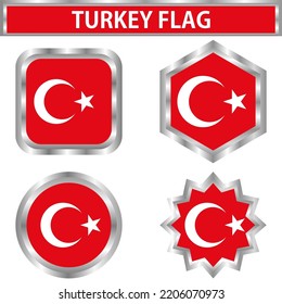 TURKEY FLAG VECTOR DESIGN WITH STAINLESS STYLE FRAME