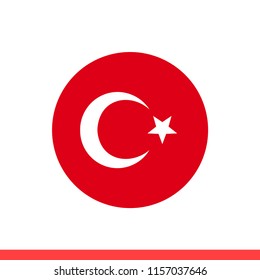 Turkey flag vector icon, circle design for web or mobile app