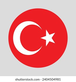 
Diseño de iconos vectoriales de bandera turca. Bandera del círculo de Turquía. Bandera de la Ronda de Turquía.