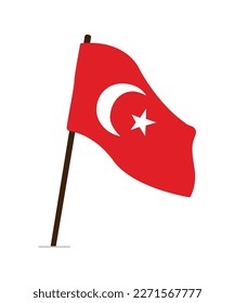 bandera turca, ilustración vectorial aislada en fondo blanco. 