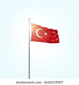 Turkey Flag Vector Illustration, National Flag of Turkey with Official Colors, Turkish Flag Background, Republic Day. Turkey Flag Waving Vector Design.
