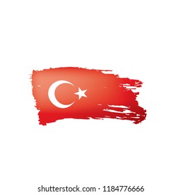 Turkey flag, vector illustration on a white background.