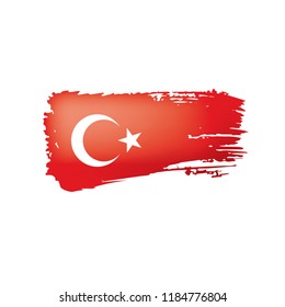 Türkische Flagge, Vektorgrafik auf weißem Hintergrund.