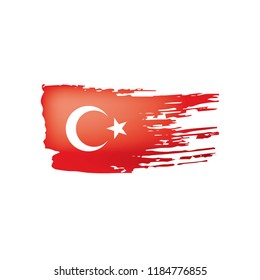 Turkey flag, vector illustration on a white background.