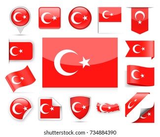 Turkey Flag Vector Set