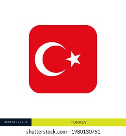 Turkey Flag Vector Stock Illustration Design Template. Rounded Square Shape.