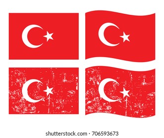 turkey flag, waving and grunge 