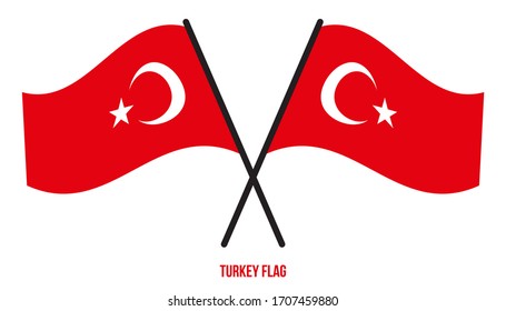 Bandera de Turquía ondeando ilustración vectorial en fondo blanco. Bandera Nacional de Turquía.