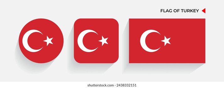 Turkey Flags arranged in round, square and rectangular shapes