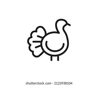 Turkey flat icon. Thin line signs for design logo, visit card, etc. Single high-quality outline symbol for web design or mobile app. Farm animal outline pictogram.