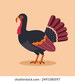 Die flache Vektorillustration der Türkei. Farm Vogel flache Illustration. Minimalistischer moderner Stil.