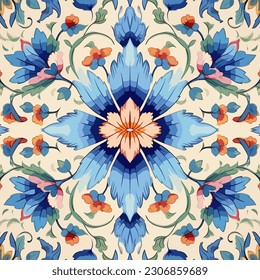 Turkey floral pattern. Abstract art graphic line flower. Ornate elegant luxury vintage retro modern style. For texture textile background backdrop tile wallpaper carpet batik.