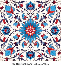 Patrón floral de Turquía. Flor de línea gráfica de arte abstracto. Elegante estilo retro moderno de lujo original. Para textura de fondo de fondo textil de fondo de papel tapiz de alfombra batik de alfombra.