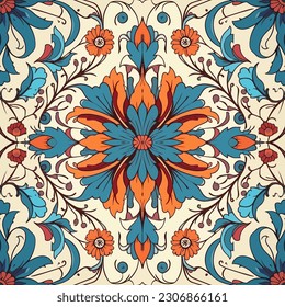 Turkey floral pattern. Abstract art graphic line flower. Ornate elegant luxury vintage retro modern style. For texture textile background backdrop tile wallpaper carpet batik.