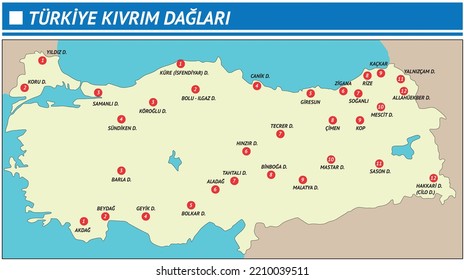 Turkey Folding Mountains (Geographical Maps)Coğrafya Haritaları, Türkiye, Türkiye Coğrafya, Ovalar, Dağlar, Platolar, Rüzgarlar, Madenler, Kıvrım Dağlar, Türkiyede Kıvrım Dağları, Harita, Karstik