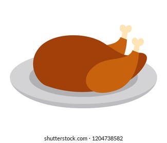 turkey food dish on white background