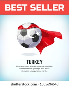 Turkey football or soccer ball. Football national team. Vector illustration.